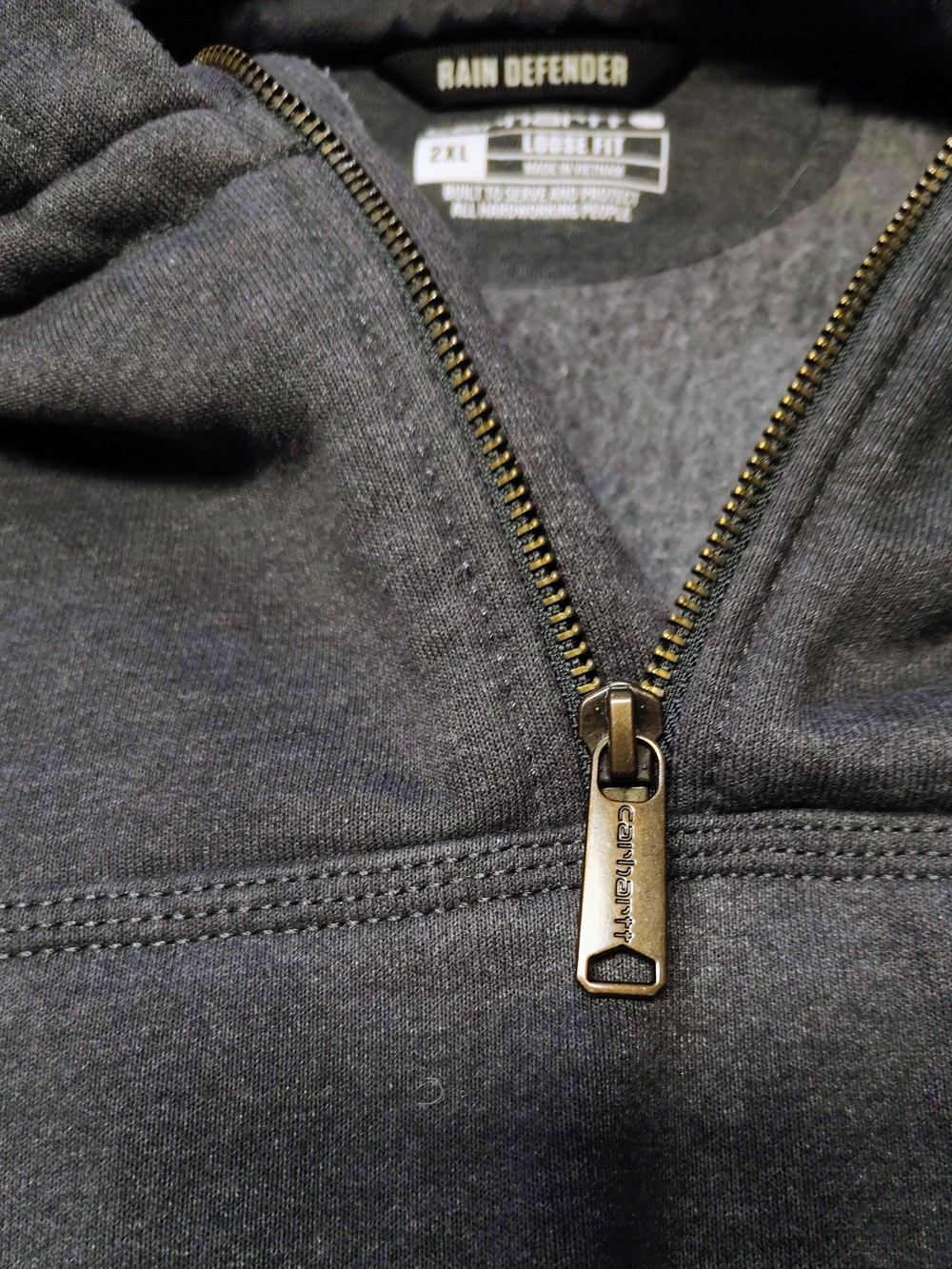 Carhartt Dark Gray Hooded Half-Zip Sweatshirt - Picture 3 of 7